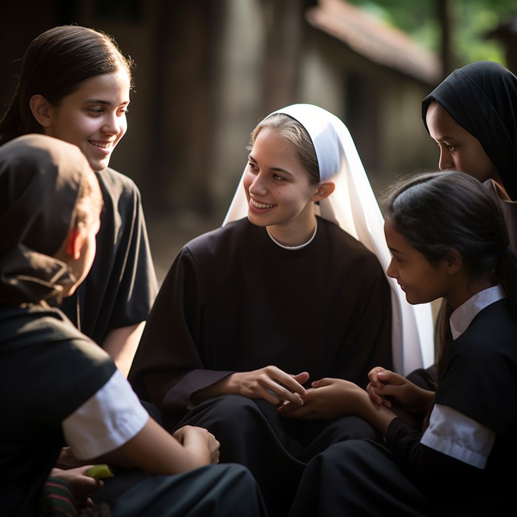 a_nun_talking_to_some_young_people 2