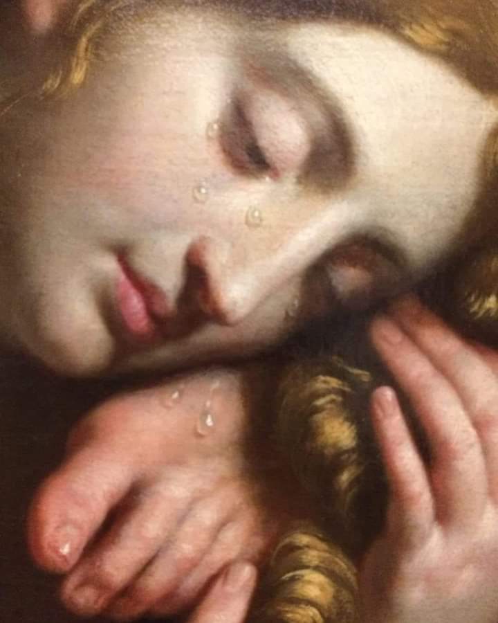 tears of mary magdalene on the foot of jesus