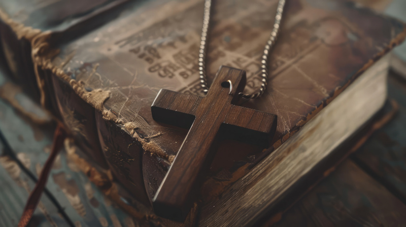 simple wooden Christian cross necklace
